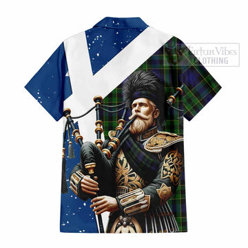 Mowat Tartan Hawaiian Shirt with Family Crest Scottish Bagpiper Vibes - Tartan Vibes Clothing