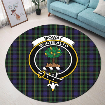 Mowat Tartan Round Rug with Family Crest - Tartan Vibes Clothing