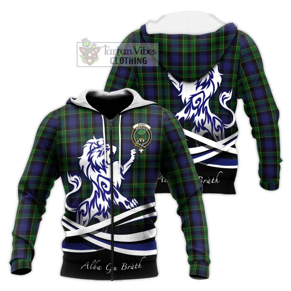 Mowat Tartan Knitted Hoodie with Alba Gu Brath Regal Lion Emblem Unisex Knitted Zip Hoodie - Tartan Vibes Clothing