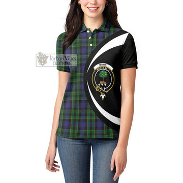 Mowat Tartan Women's Polo Shirt with Family Crest Circle Style - Tartan Vibes Clothing