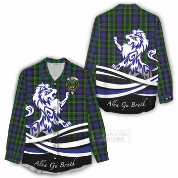 Mowat Tartan Women's Casual Shirt with Alba Gu Brath Regal Lion Emblem - Tartan Vibes Clothing