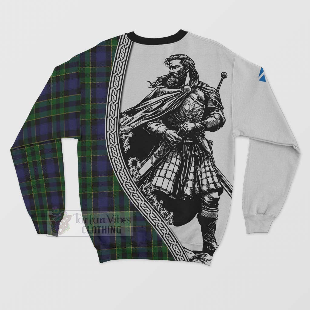 Mowat Tartan Clan Crest Sweatshirt with Highlander Warrior Celtic Style - Tartan Vibes Clothing