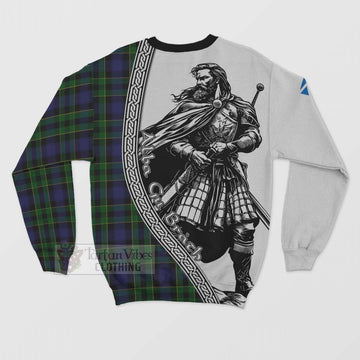 Mowat Tartan Clan Crest Sweatshirt with Highlander Warrior Celtic Style - Tartan Vibes Clothing