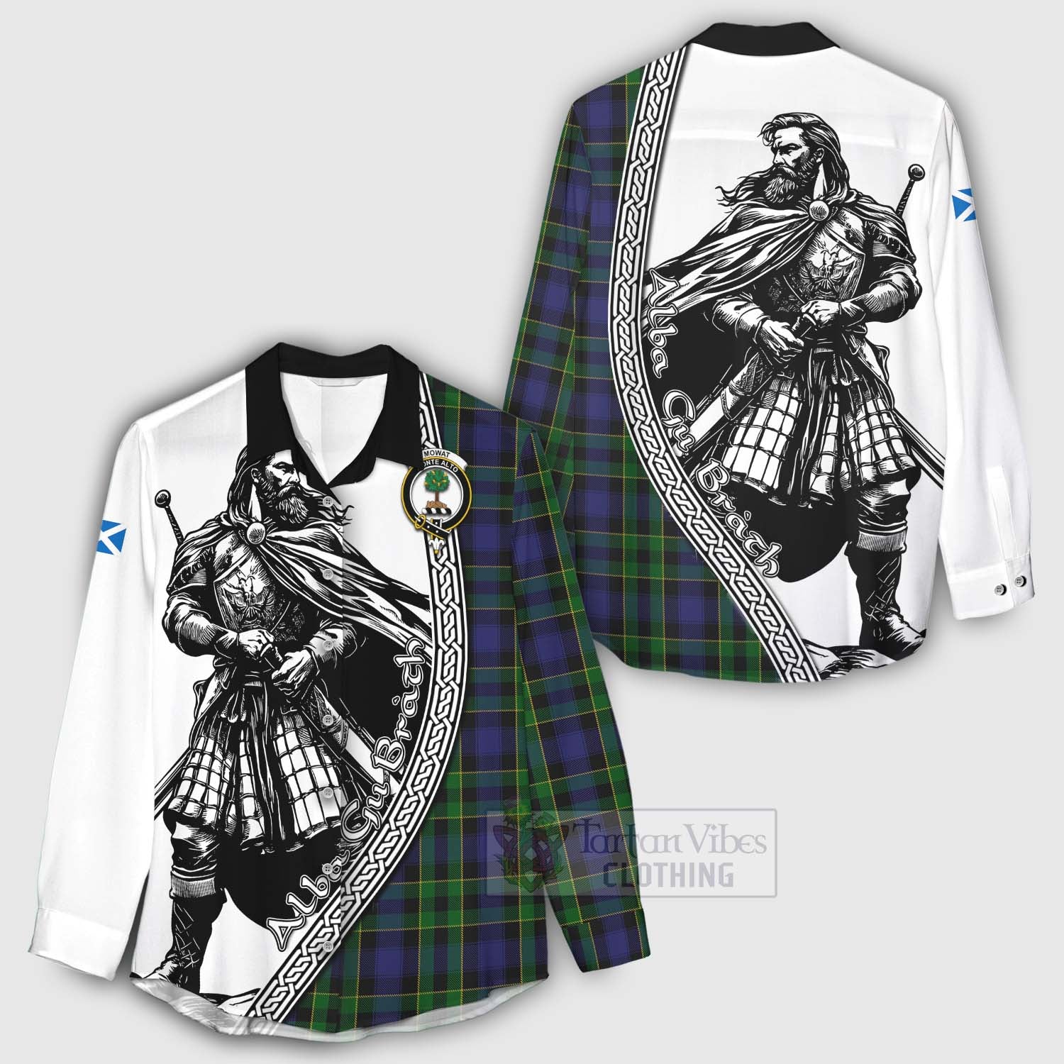 Mowat Tartan Clan Crest Women's Casual Shirt with Highlander Warrior Celtic Style - Tartan Vibes Clothing