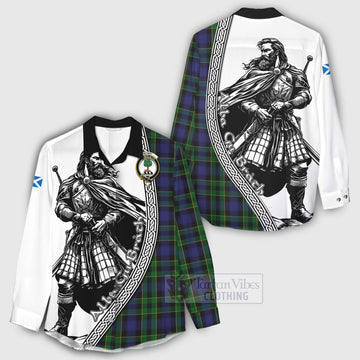 Mowat Tartan Clan Crest Women's Casual Shirt with Highlander Warrior Celtic Style - Tartan Vibes Clothing