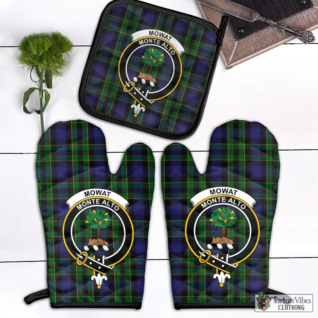 Mowat Tartan Combo Oven Mitt & Pot-Holder with Family Crest Black - Tartan Vibes Clothing