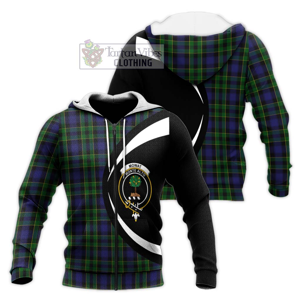 Mowat Tartan Knitted Hoodie with Family Crest Circle Style Unisex Knitted Zip Hoodie - Tartan Vibes Clothing