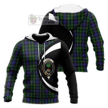 Mowat Tartan Knitted Hoodie with Family Crest Circle Style Unisex Knitted Zip Hoodie - Tartan Vibes Clothing
