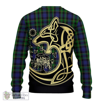 Mowat Tartan Ugly Sweater with Family Crest Celtic Wolf Style - Tartan Vibes Clothing