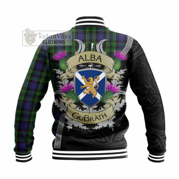 Mowat Tartan Family Crest Baseball Jacket Lion Rampant Royal Thistle Shield Celtic Inspired - Tartan Vibes Clothing