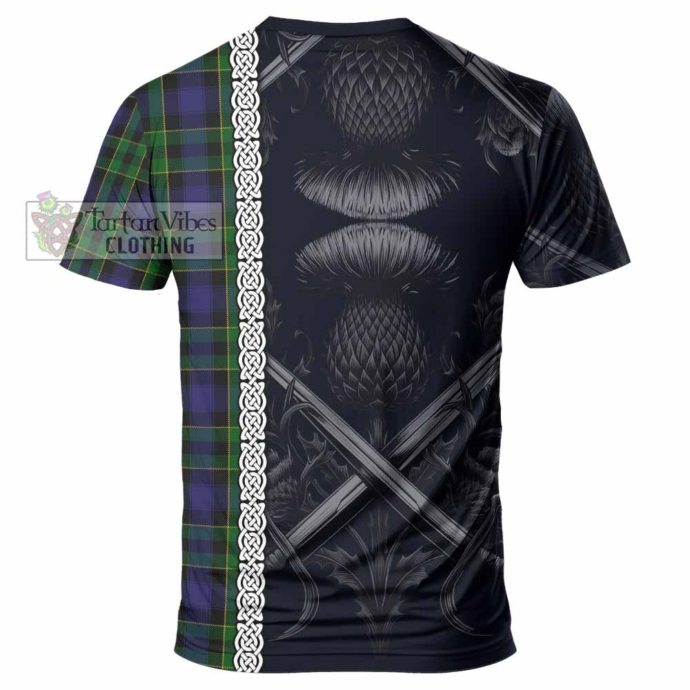 Mowat Tartan T-Shirt with Family Crest Cross Sword Thistle Celtic Vibes - Tartan Vibes Clothing