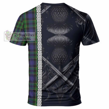 Mowat Tartan T-Shirt with Family Crest Cross Sword Thistle Celtic Vibes - Tartan Vibes Clothing