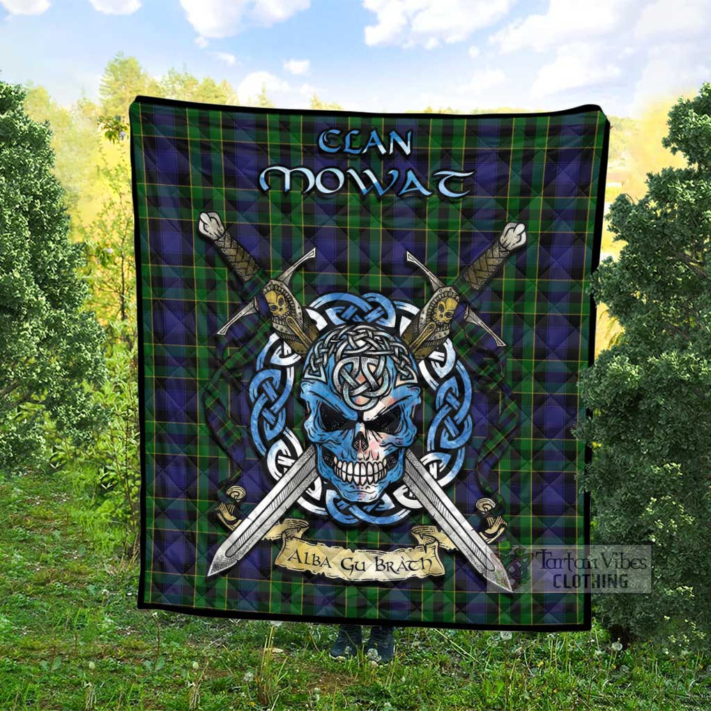 Mowat Tartan Quilt with Celtic Skull Alba Gu Brath Style - Tartan Vibes Clothing