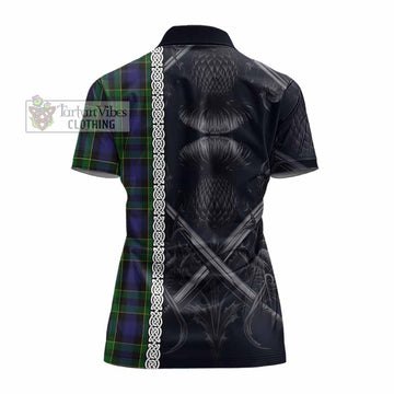 Mowat Tartan Women's Polo Shirt with Family Crest Cross Sword Thistle Celtic Vibes - Tartan Vibes Clothing