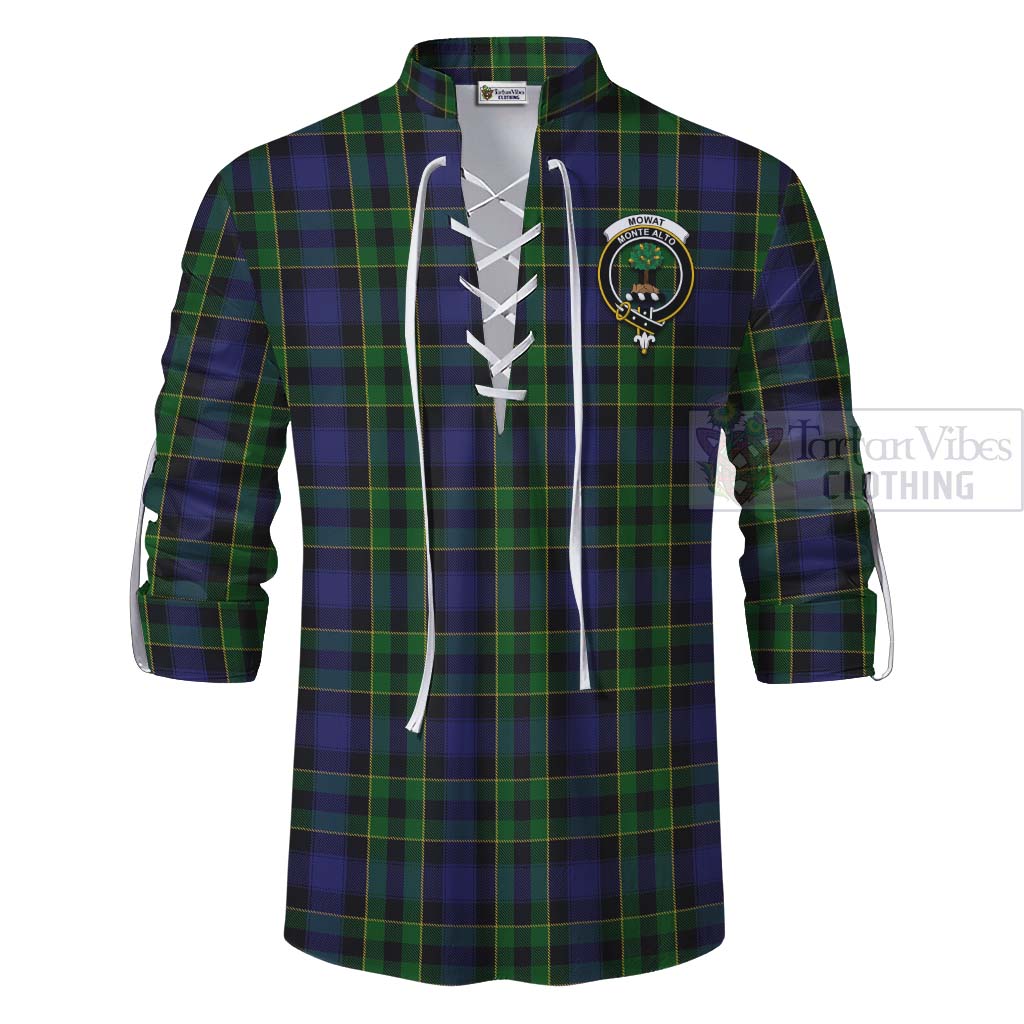 Mowat Tartan Ghillie Kilt Shirt with Family Crest Celtic Skull Style - Tartan Vibes Clothing