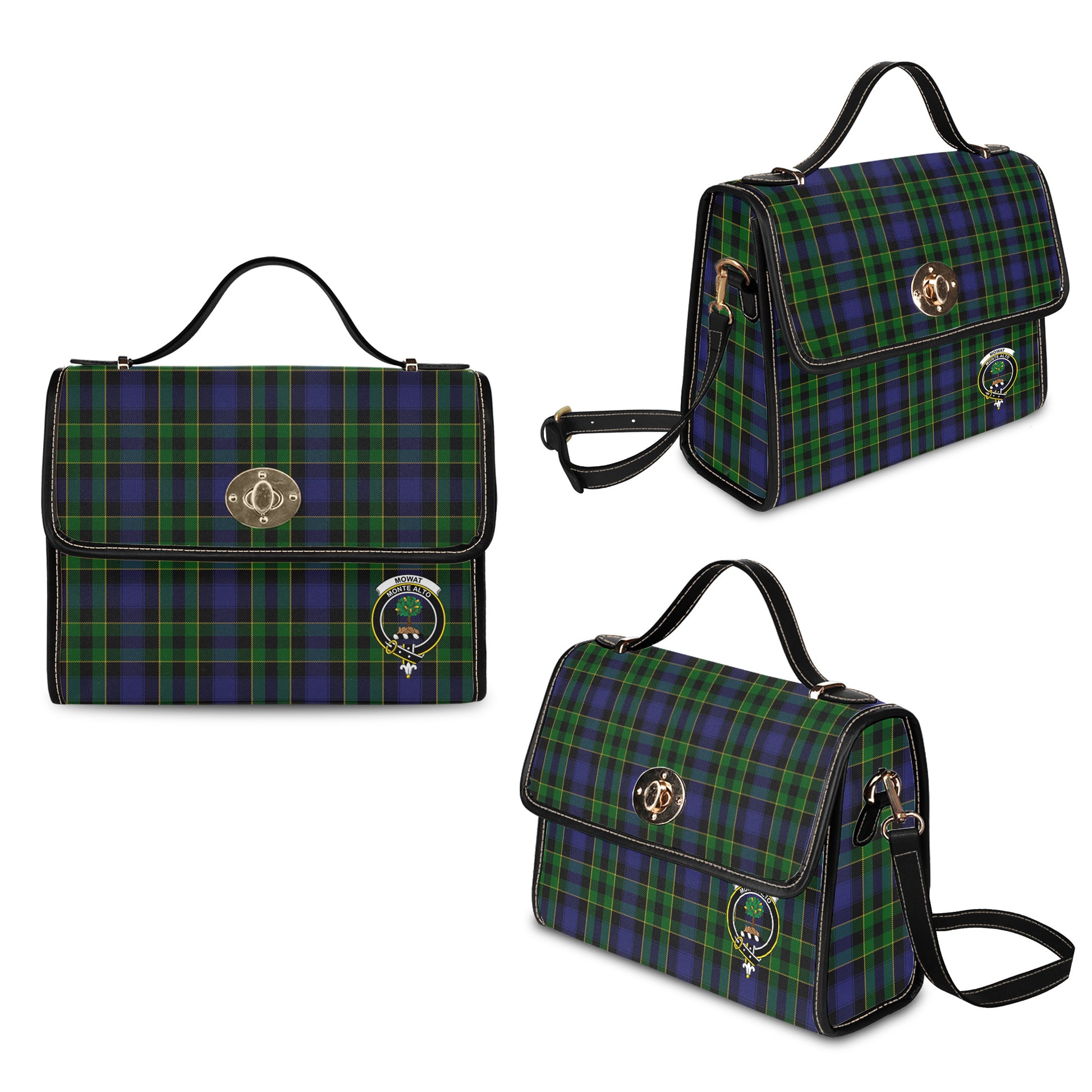 mowat-tartan-leather-strap-waterproof-canvas-bag-with-family-crest