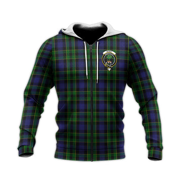 Mowat Tartan Knitted Hoodie with Family Crest