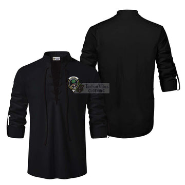 Mowat Clan Crest Ghillie Kilt Shirt Men Black - 2D-tartanvibesclothing