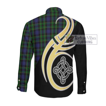 Mowat Tartan Long Sleeve Button Shirt with Family Crest and Celtic Symbol Style Men's Shirt - Tartan Vibes Clothing