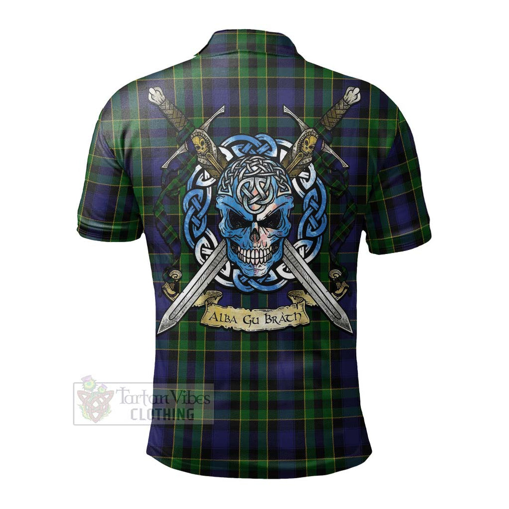 Mowat Tartan Polo Shirt with Family Crest Celtic Skull Style - Tartan Vibes Clothing