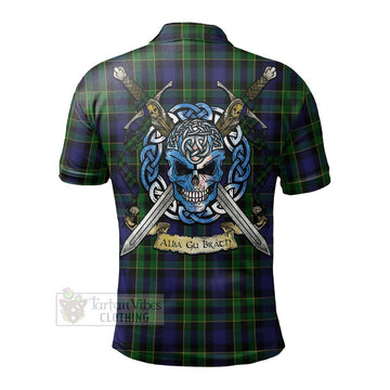 Mowat Tartan Polo Shirt with Family Crest Celtic Skull Style - Tartan Vibes Clothing