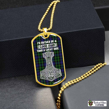Tartan Vibes Clothing Mowat Tartan Dog Tag Necklace Viking Mjolnir Style