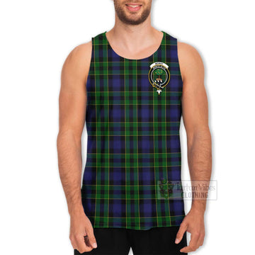 Mowat Tartan Men's Tank Top with Family Crest and Bearded Skull Holding Bottles of Whiskey - Tartan Vibes Clothing