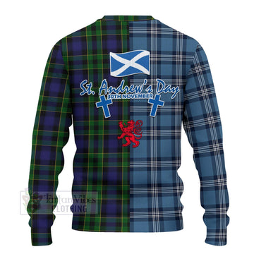 Mowat Tartan Knitted Sweater Happy St. Andrew's Day Half Tartan Style - Tartan Vibes Clothing