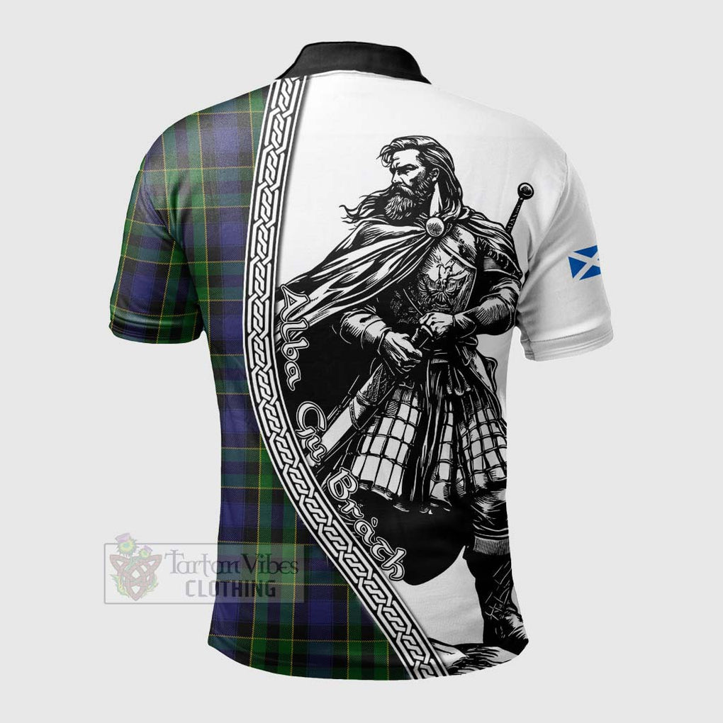 Mowat Tartan Clan Crest Polo Shirt with Highlander Warrior Celtic Style - Tartan Vibes Clothing
