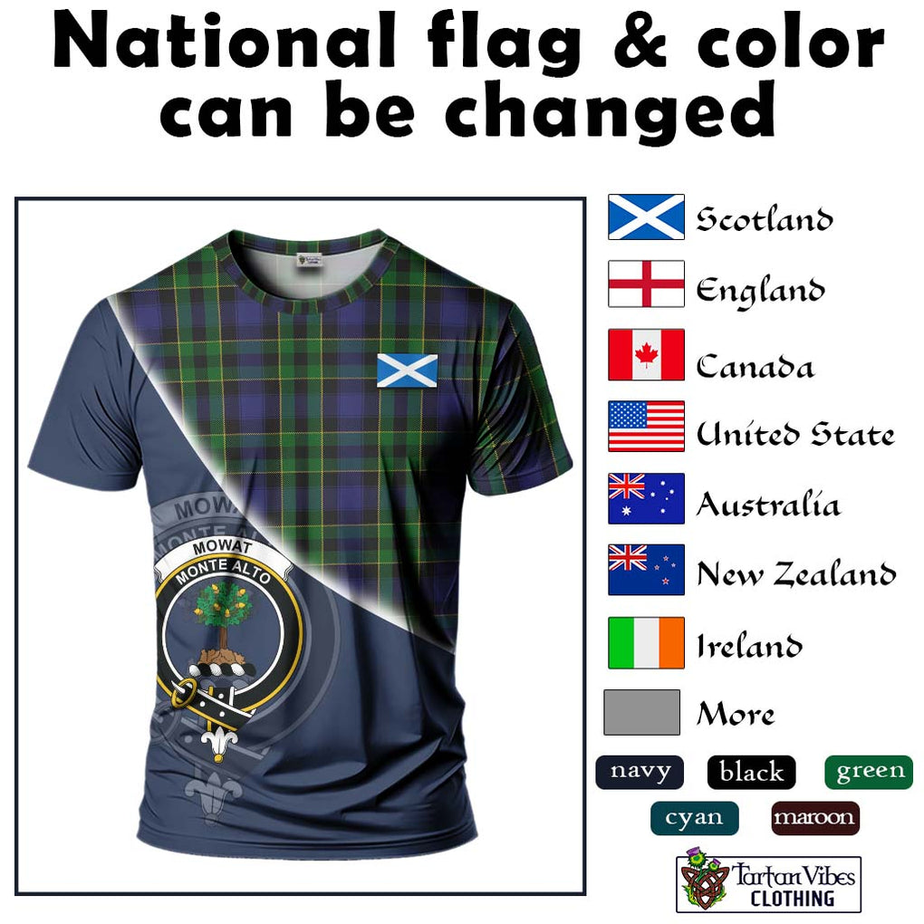 Mowat Tartan T-Shirt with Personalised National Flag and Family Crest Half Style - Tartan Vibes Clothing