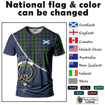 Mowat Tartan T-Shirt with Personalised National Flag and Family Crest Half Style - Tartan Vibes Clothing