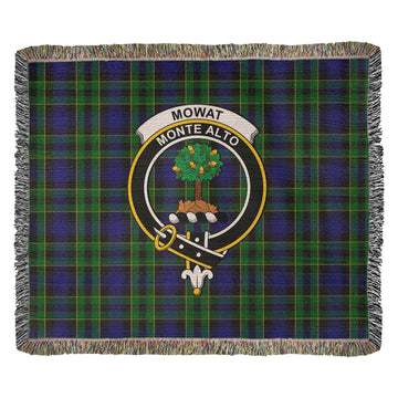 Mowat Tartan Woven Blanket with Family Crest