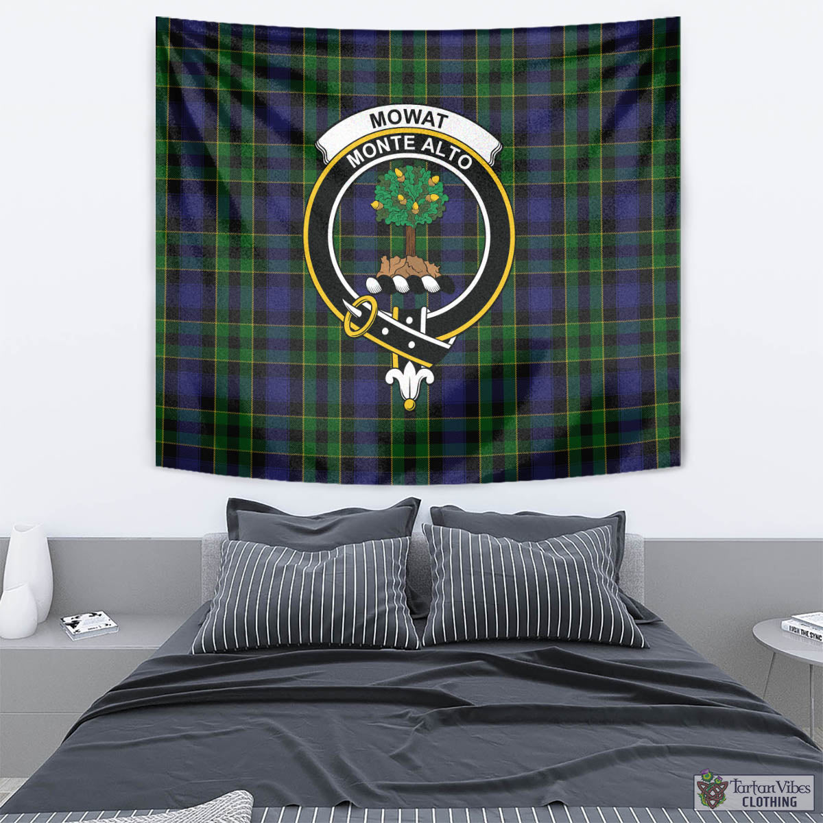 Mowat Tartan Tapestry Wall Hanging and Home Decor for Room with Family Crest - Tartan Vibes Clothing