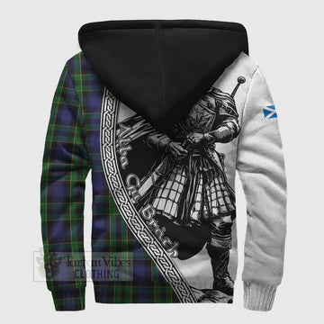 Mowat Tartan Clan Crest Sherpa Hoodie with Highlander Warrior Celtic Style - Tartan Vibes Clothing