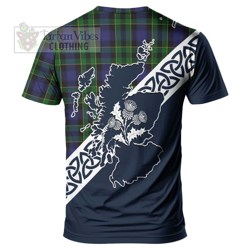 Mowat Tartan T-Shirt Featuring Thistle and Scotland Map - Tartanvibesclothing Store