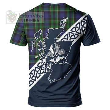 Mowat Tartan T-Shirt Featuring Thistle and Scotland Map - Tartanvibesclothing Store