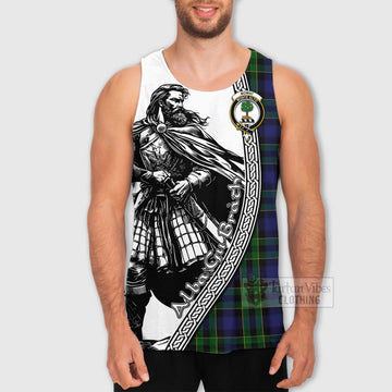 Mowat Tartan Clan Crest Men's Tank Top with Highlander Warrior Celtic Style - Tartan Vibes Clothing