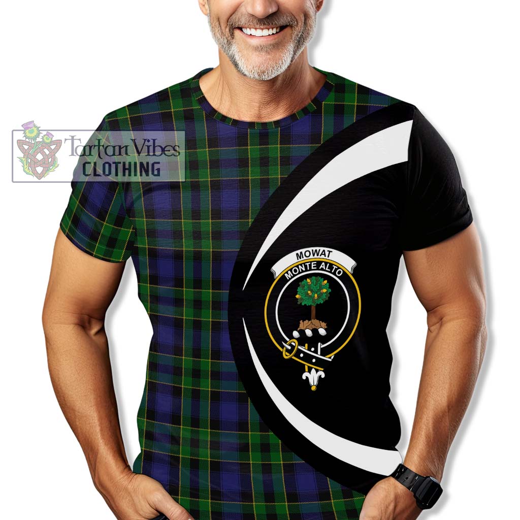 Mowat Tartan T-Shirt with Family Crest Circle Style - Tartan Vibes Clothing