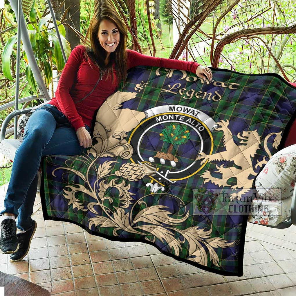 Tartan Vibes Clothing Mowat Tartan Quilt with Family Crest and Scottish Symbol Style