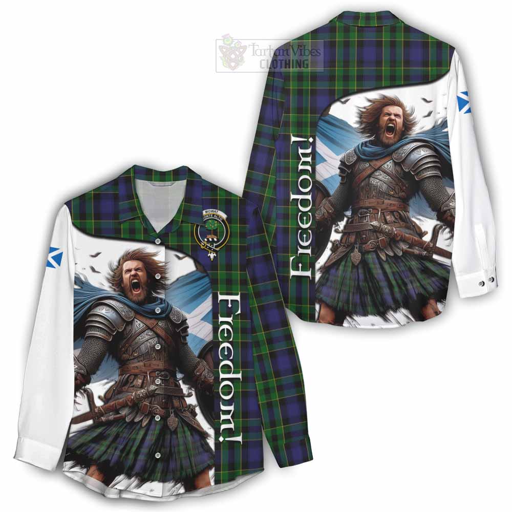 Tartan Vibes Clothing Mowat Crest Tartan Women's Casual Shirt Inspired by the Freedom of Scottish Warrior