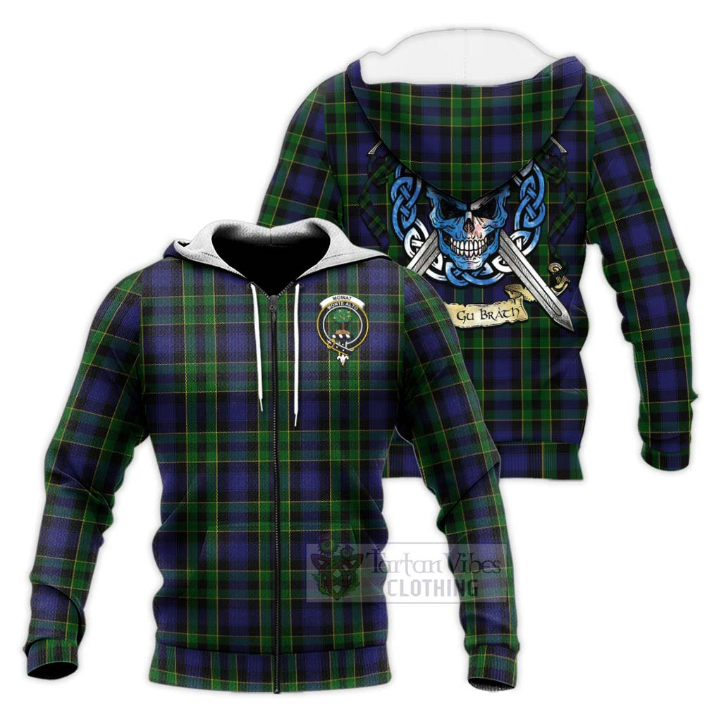 Mowat Tartan Knitted Hoodie with Family Crest Celtic Skull Style Unisex Knitted Zip Hoodie - Tartan Vibes Clothing