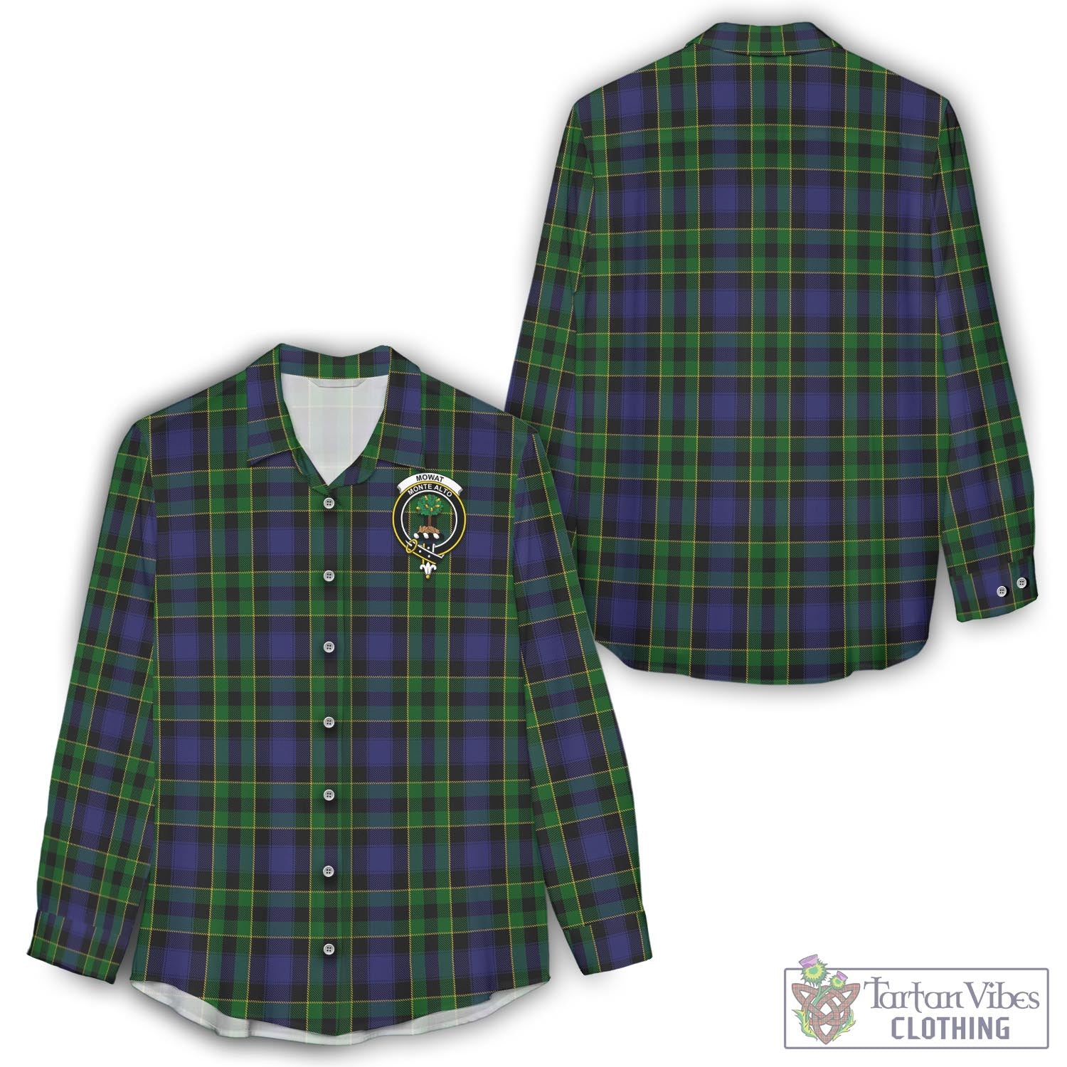 Mowat Tartan Women's Casual Shirt with Family Crest - Tartan Vibes Clothing