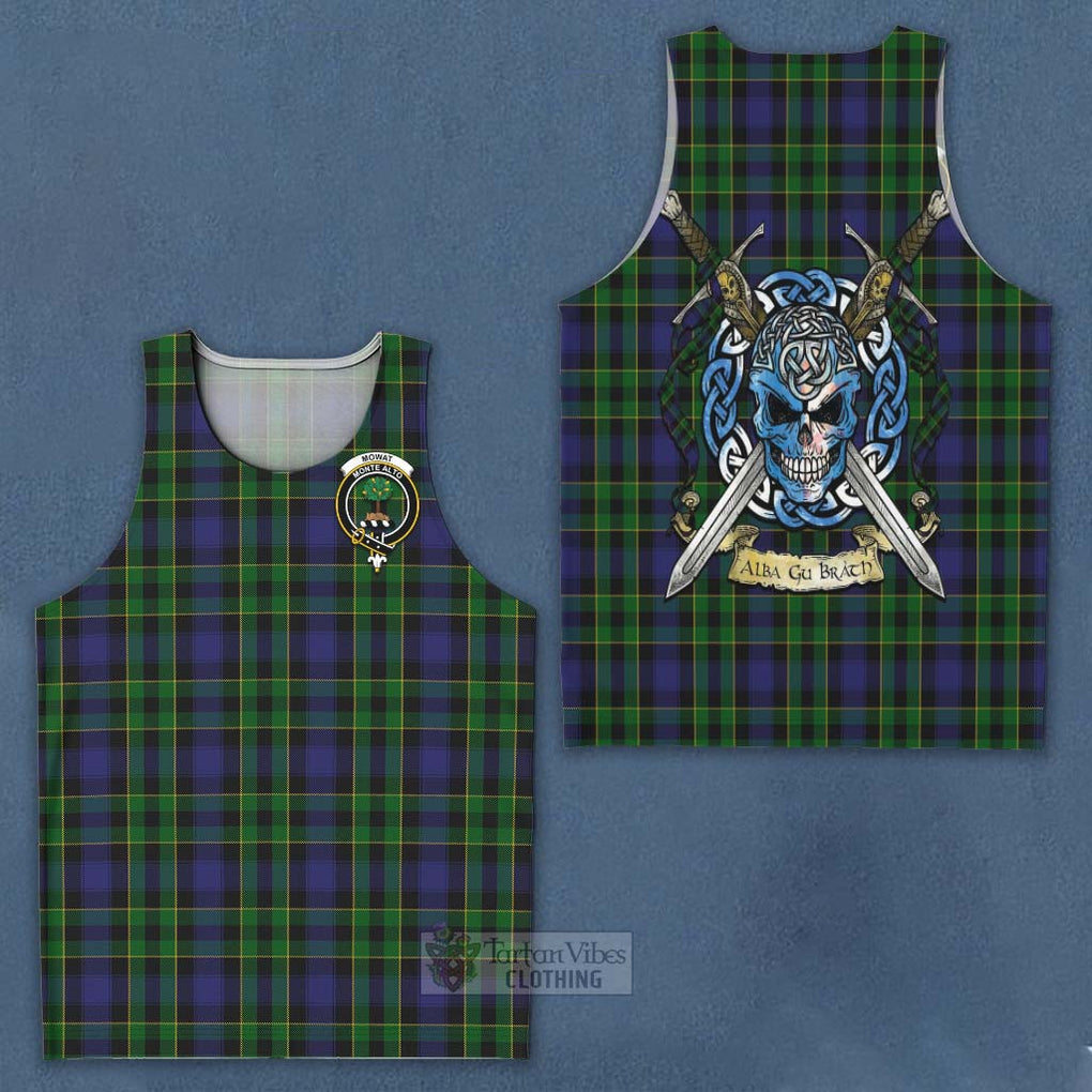 Mowat Tartan Men's Tank Top with Family Crest Celtic Skull Style - Tartan Vibes Clothing