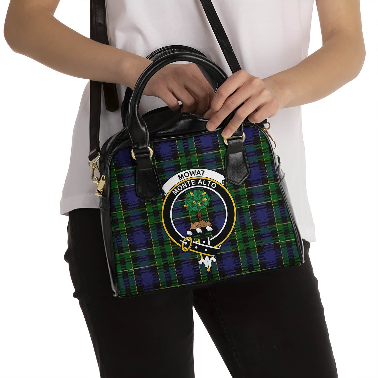 Mowat Tartan Shoulder Handbags with Family Crest - Tartan Vibes Clothing