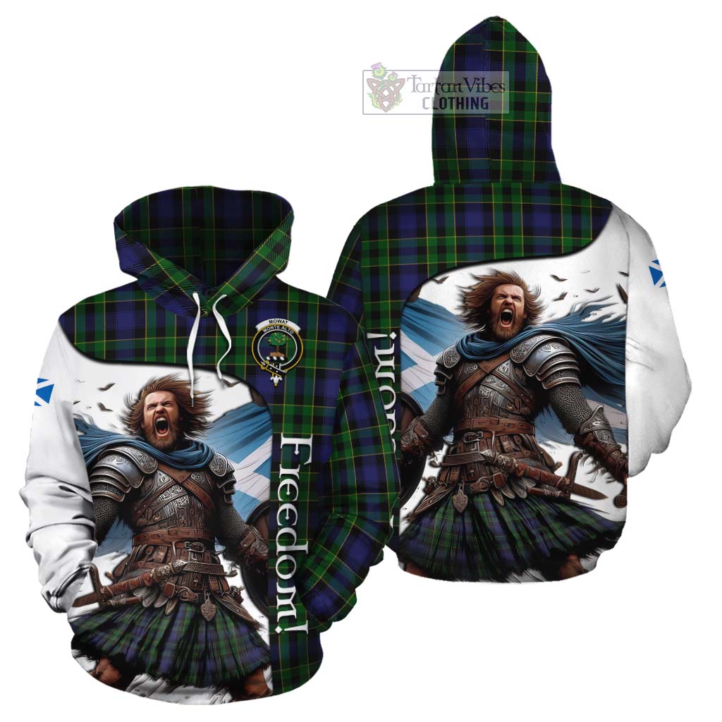 Tartan Vibes Clothing Mowat Crest Tartan Cotton Hoodie Inspired by the Freedom of Scottish Warrior