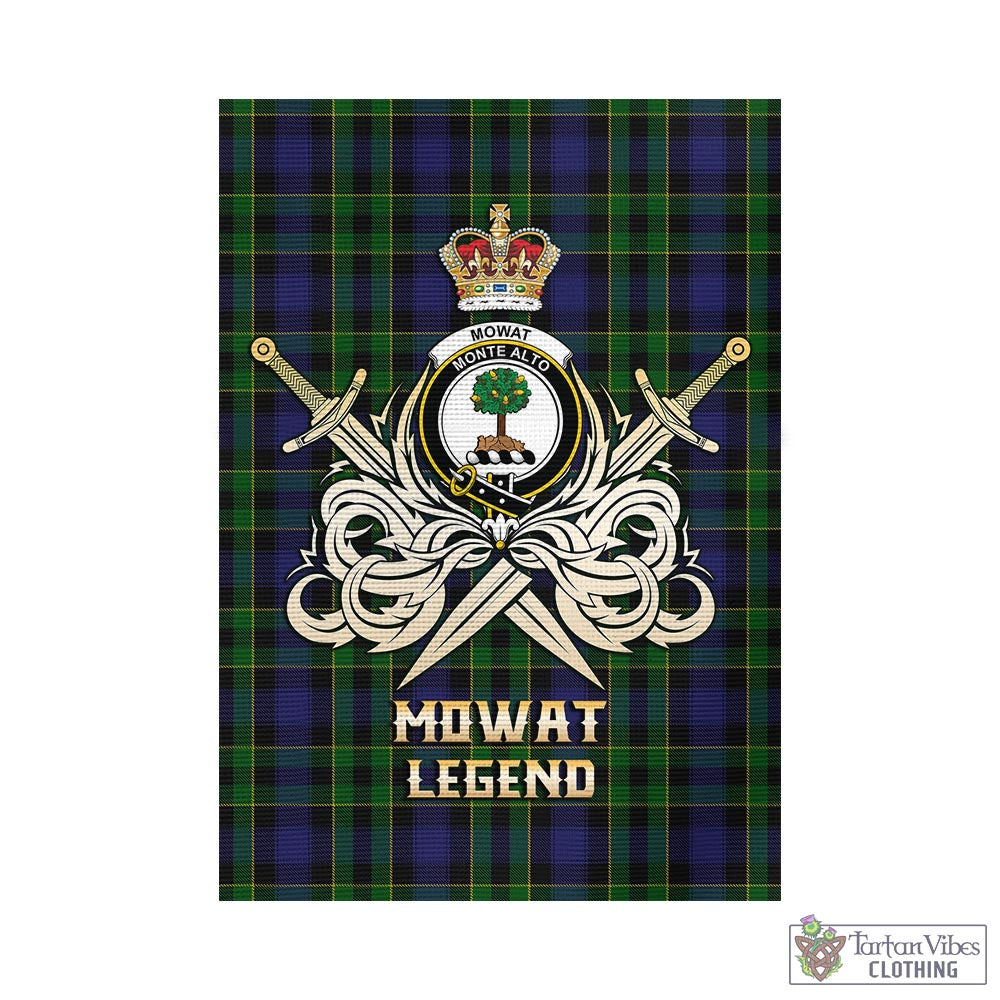 Tartan Vibes Clothing Mowat Tartan Flag with Clan Crest and the Golden Sword of Courageous Legacy