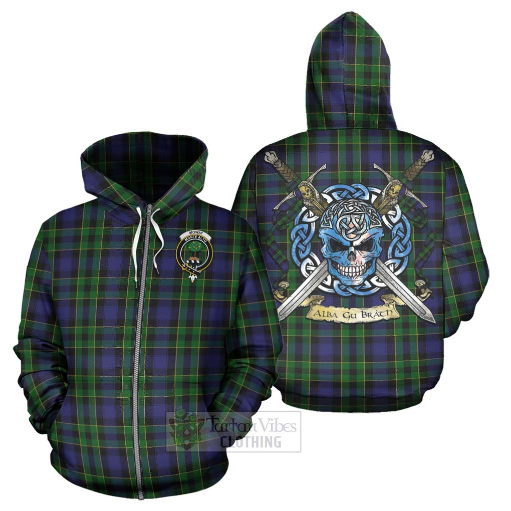 Mowat Tartan Hoodie with Family Crest Celtic Skull Style - Tartan Vibes Clothing