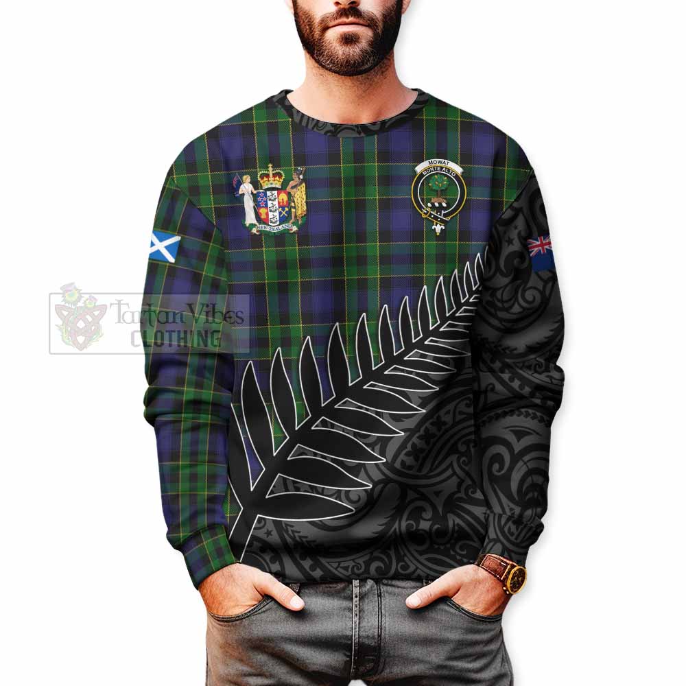 Mowat Crest Tartan Sweatshirt with New Zealand Silver Fern Half Style - Tartan Vibes Clothing