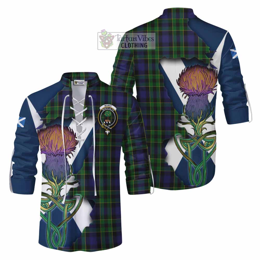 Tartan Vibes Clothing Mowat Tartan Family Crest Ghillie Kilt Shirt Scottish Thistle Celtic Inspired