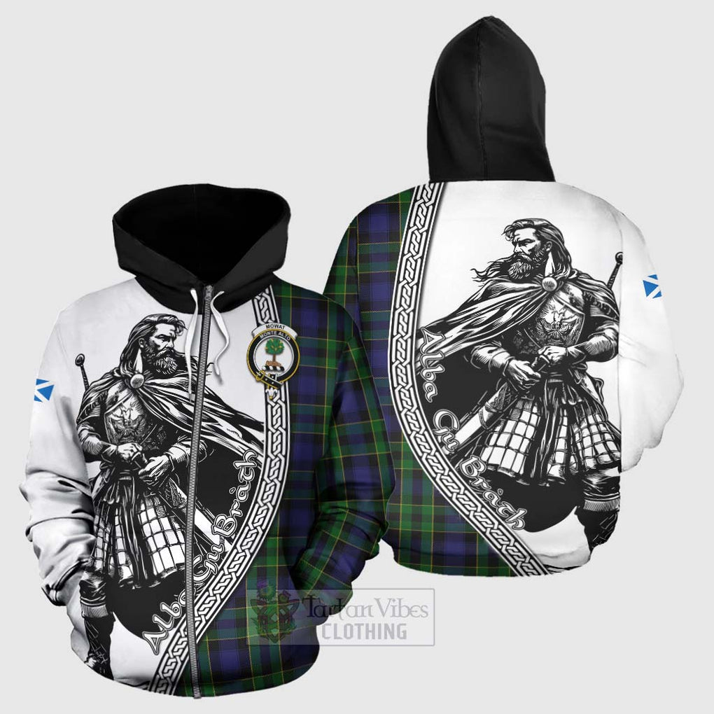 Mowat Tartan Clan Crest Hoodie with Highlander Warrior Celtic Style - Tartan Vibes Clothing
